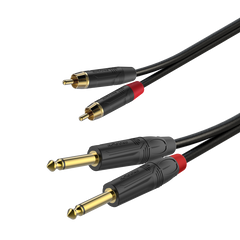 GPTC200L3 Roxtone Ready Cables, connectors: 2xRCA-M (RF2C-BG) - 2xJack 6,3 (Mono) (RJ2P-BG) -3 meters