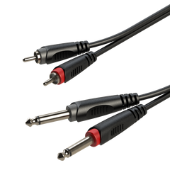 RACC150L2 Roxtone Ready audio cable connectors: 2xRCA-M - 2xJack 6,3 (Mono) -2 meters (Tulip-Jack)