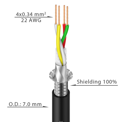 DMX004 ROXTONE cable DMX, 7mm diameter, 4 mm x 0.34