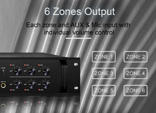 DSPPA MP610U 250W 6 Zones Paging Amplifier with USB/ SD/ FM/ Bluetooth