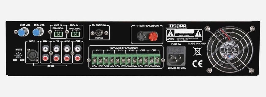 DSPPA MP1010U 350W 6 Zones Paging Amplifier with USB/ SD/ FM/ Bluetooth