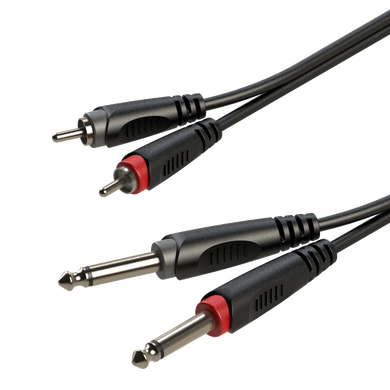 RACC150L2 Roxtone Ready audio cable connectors: 2xRCA-M - 2xJack 6,3 (Mono) -2 meters (Tulip-Jack)