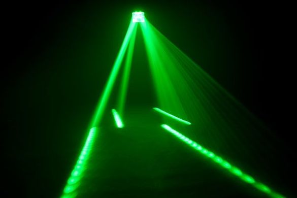 P115 LED effects device produces rotating and crisscrossing beams
