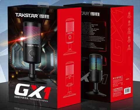 Такстар GX1 USB микрофон для записи и потоковой передачи на ПК/ Mac и Андроид, с RGB эффектами Plug and Play.