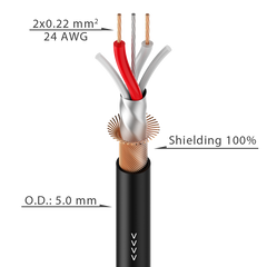 DMX001 ROXTONE cable DMX, a diameter of 5 mm, 2 mm x 0.22