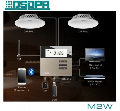 DSPPA M2W – компактна, стильна система з безрамковими, стельовими гучномовцями