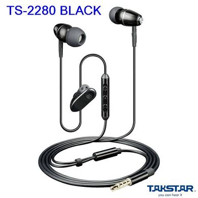 TS-2280 BLACK Takstar Наушники Hands-free/гарнитура Apple MFi сертификат, идеально совместима с iPhone, iPad и iPod