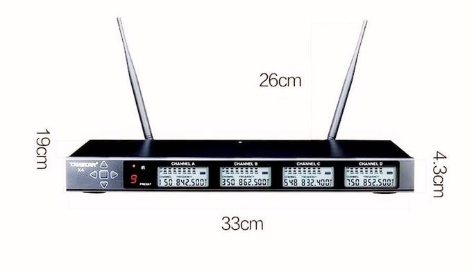 X4 Takstar Приймач радіосистеми 4х канальний на 4 передавача з вільним вибором конфігурації пристроїв, що підключаються