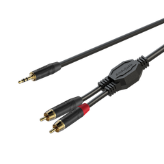 GPTC140L1.5 Roxtone Готовий аудіо кабель міні джек - 2 тюльпана, Рознімання: Jack 1x3.5 RMJ3P-BG (stereo) - 2xRCA-M (RF2C-BG) -1,5 метра