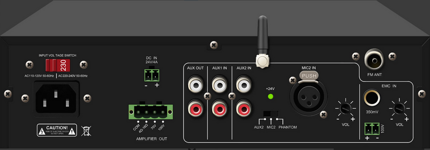 DSPPA MP250UB is a 1.5U mini digital mixer amplifier 250W Class D with USB/FM/Bluetooth